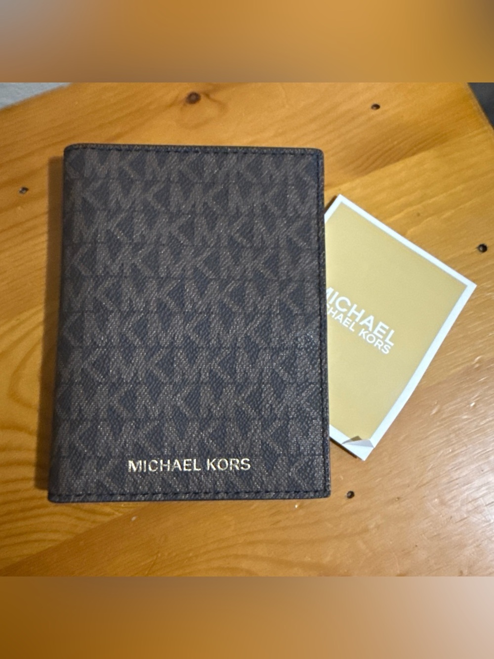Michael Kors Dark Brown Monogram Travel Passport Cover